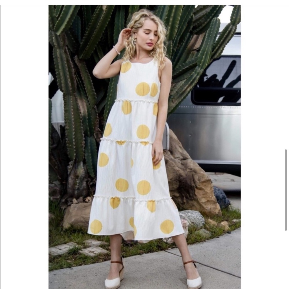 ANTHROPOLOGIE Eva Franco Cassis Polka Dots Maxi Dress S NWT